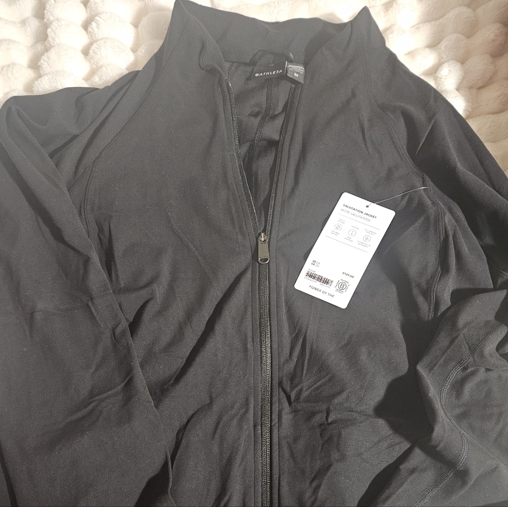 Athleta Black Salutation Performance Zip Jacket N… - image 1